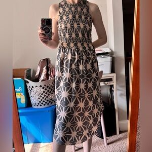 Ulla Johnson Black and Cream Halter Midi Dress